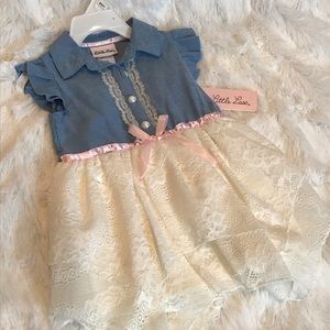 24 Months denim and white dress